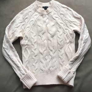 Ann Taylor cream cable knit crew neck sweater