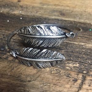 Hammered Silver Feather Arm Cuff