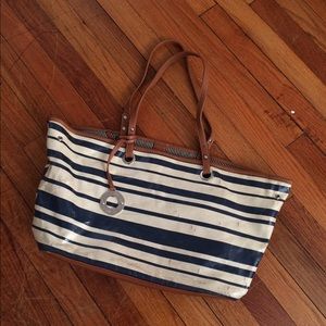Nine West Navy Striped Tote Bag with Wallet