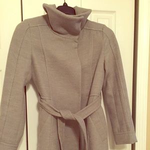 Like-new H&M coat with funnel neck & belted waist