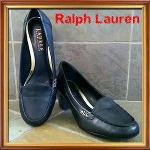 RALPH LAUREN BLACK LEATHER PUMPS
