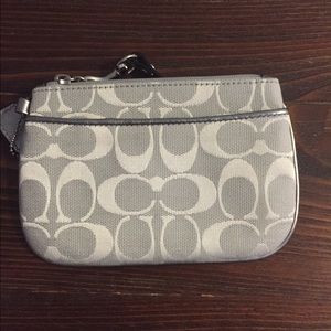 Small grey coach wristlet