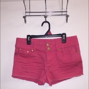 Pink denim shorts