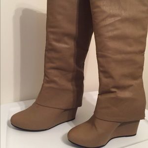 Tan wedge boots