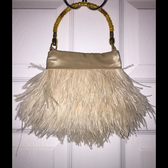 Feather evening bag, party purse, clutch