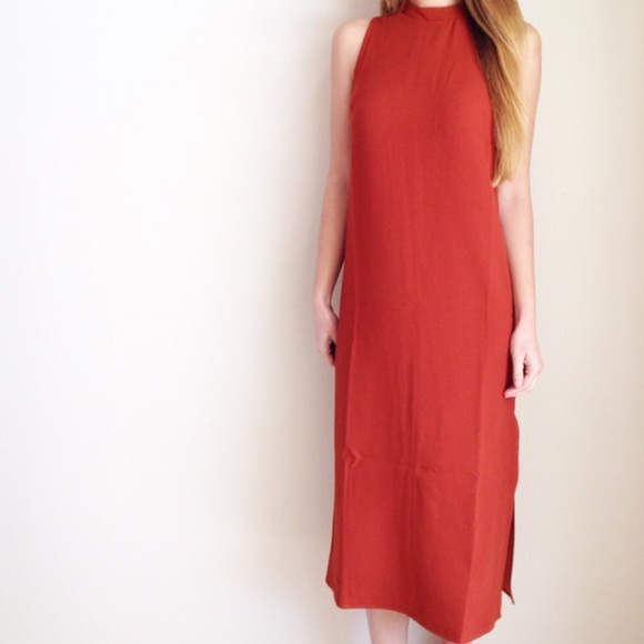 New burnt orange midi dress