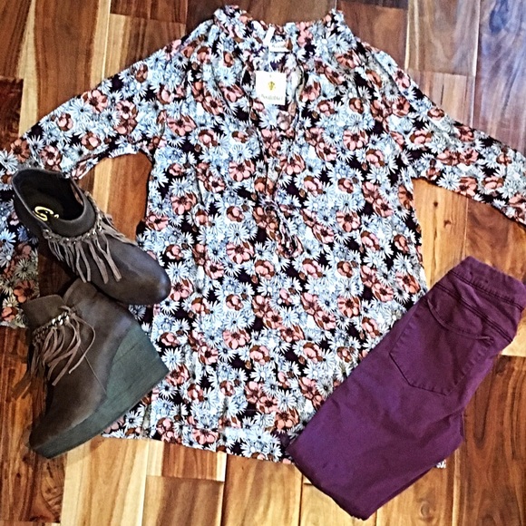 🍂Jessica Peach & Magenta  Floral Tunic - Picture 4 of 4