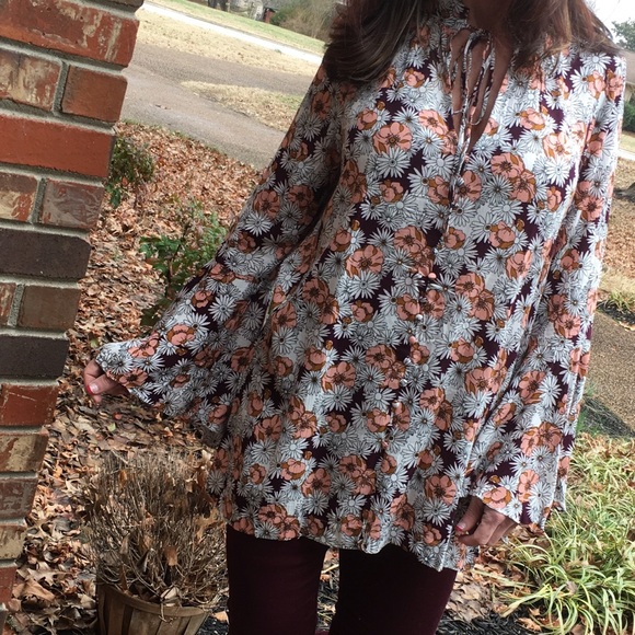 🍂Jessica Peach & Magenta  Floral Tunic - Picture 3 of 4