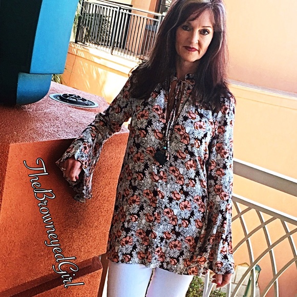 🍂Jessica Peach & Magenta  Floral Tunic - Picture 1 of 4