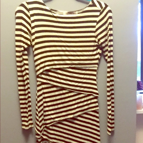 Striped Fitted Asymmetrical long sleeve dress