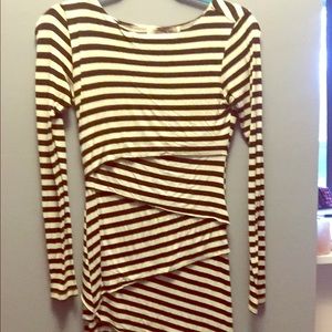 Striped Fitted Asymmetrical long sleeve dress