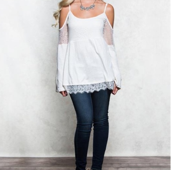 Bell Sleeve Cold Shoulder Top - Picture 2 of 4