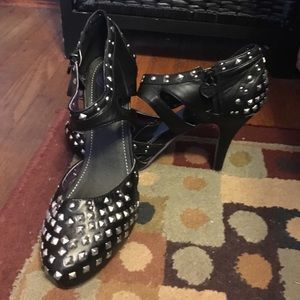 Silver studded black heels Silver studded black heels