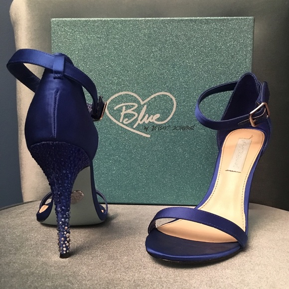 Betsy Johnson Blue Satin/Crystal Detailed Heels