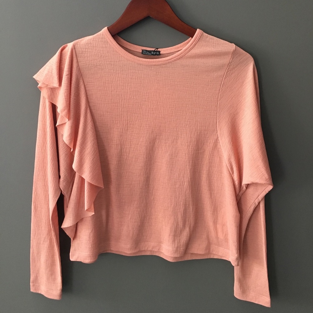 NWT Zara Top w/ Side Ruffle