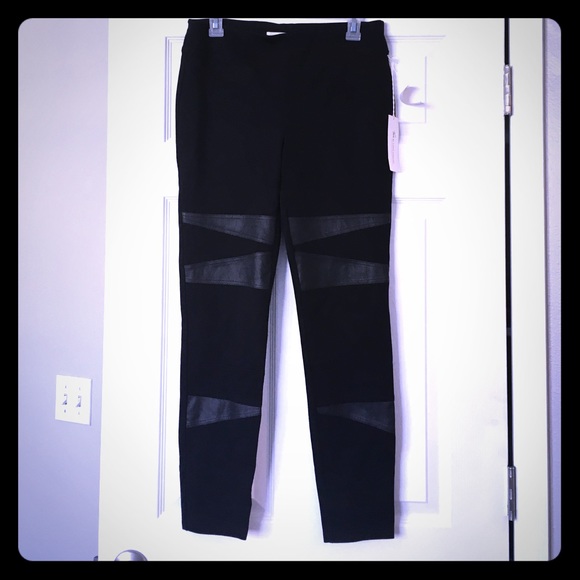NWT Black pants with faux leather accents