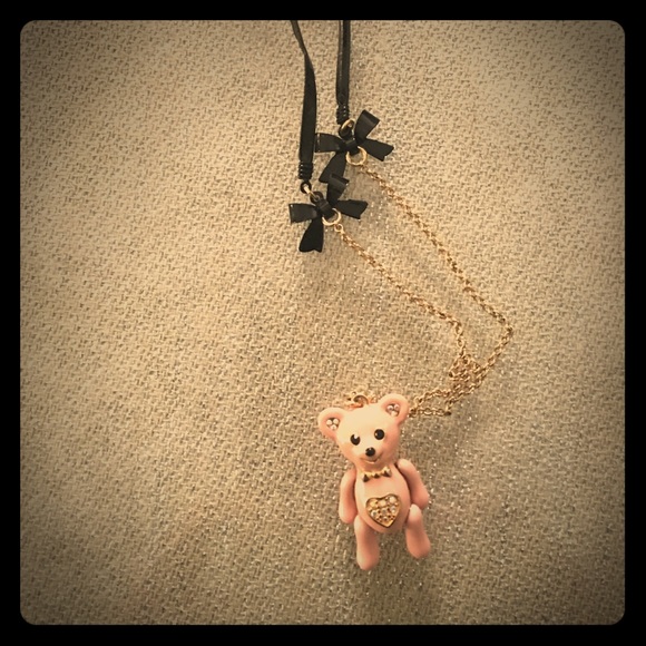 Betsy Johnson teddy bear necklace