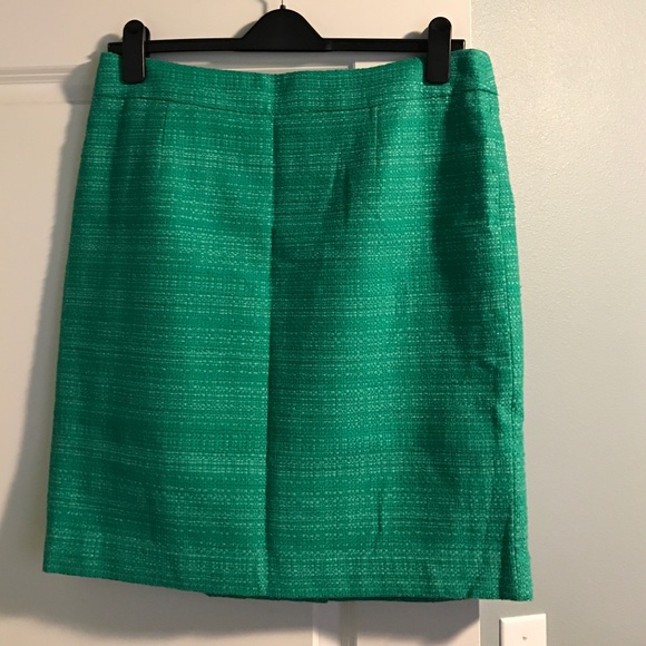 Green tweed pencil skirt.