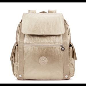 Kipling Gideon Metallic Gold Backpack Msrp $139