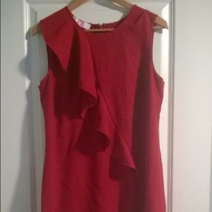 Red ruffle front dress