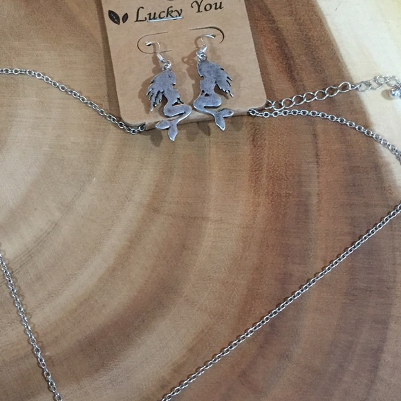 FINAL SALE❣Silver Mermaid Pendant and Earring Set - Picture 2 of 2