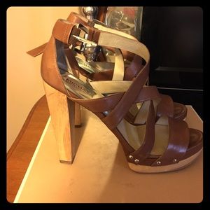 Michael Kors leather cross strap sandal ..in box