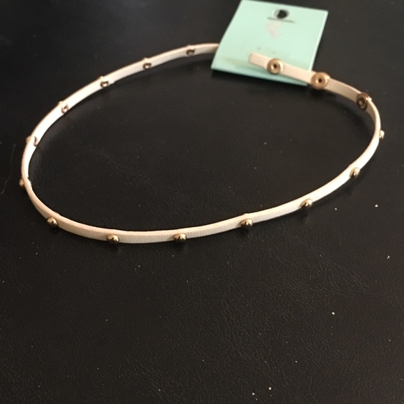 White pleather choker with studs