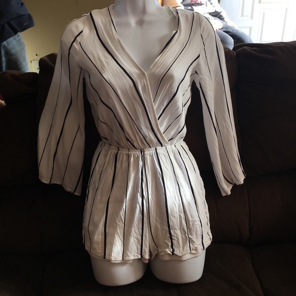 Other - Beautiful white and black stripped romper