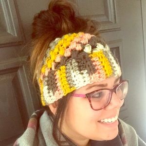 Messy Bun Beanie Hat Crocheted
