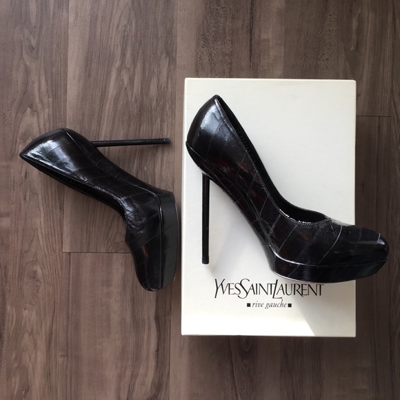 YSL Yves Saint Laurent Black Heels 39.5 - Picture 3 of 4