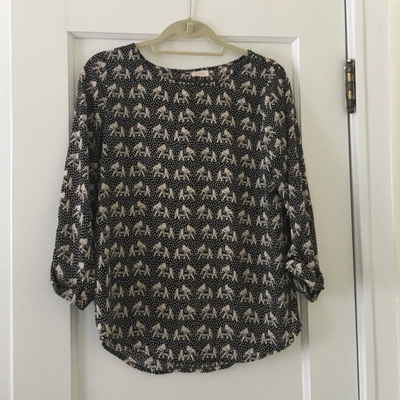 ModCloth Pixley Boho top, elephant print chiffon