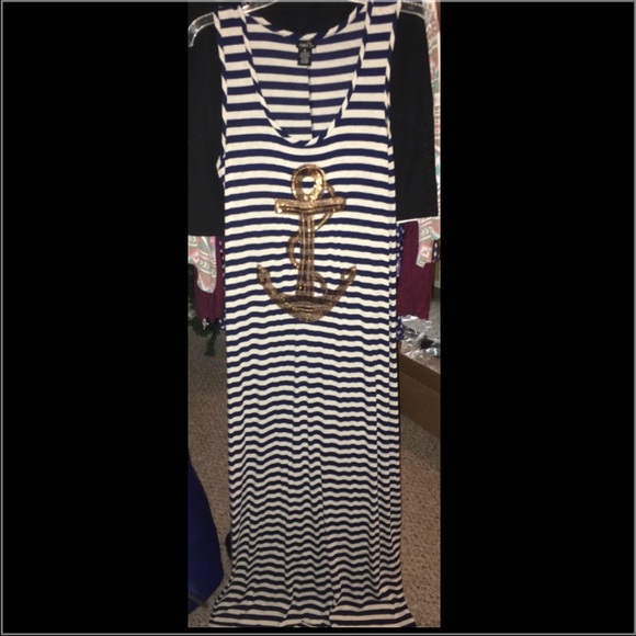 Striped anchor dress. XL