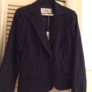 NWT Trina Turk size 8 navy striped blazer jacket