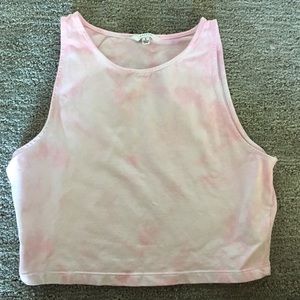 Aritzia Talula Pink / White Crop Top Tank Sz S