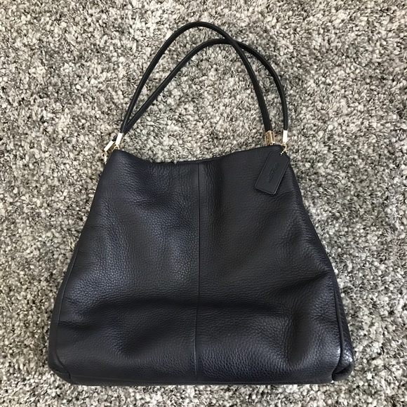 Coach Edie Pebble Leather Navy