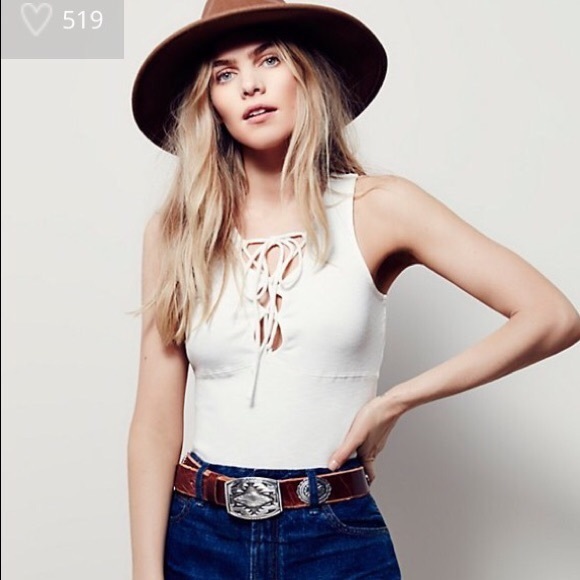 Free People "Emmylou" lace up top