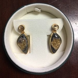 18 Karat Gold Plated Drusy Quartz Earrings