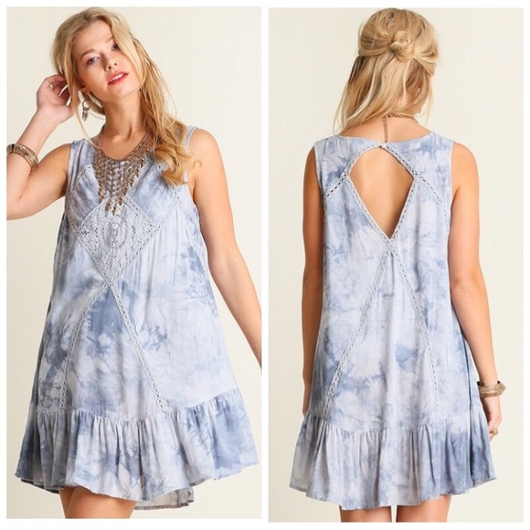 ❗️CLEARANCE❗️Sky Blue Tie Dye Tunic Dress S M L - Picture 2 of 2