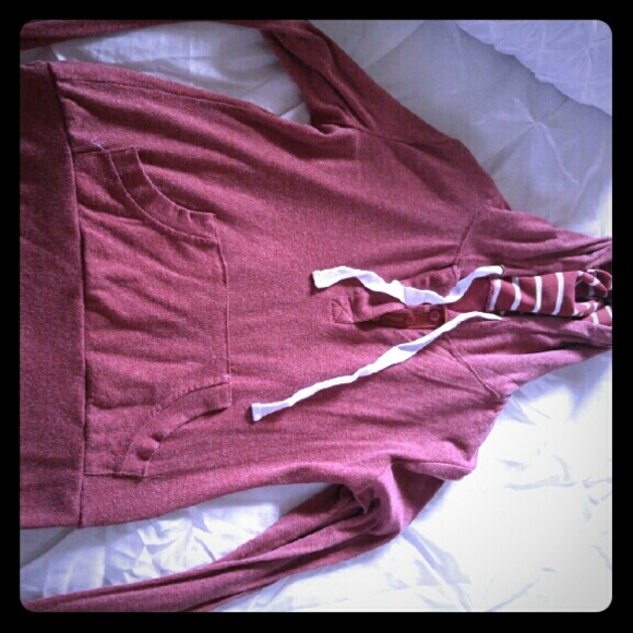 Red button down long sleeve hoodie