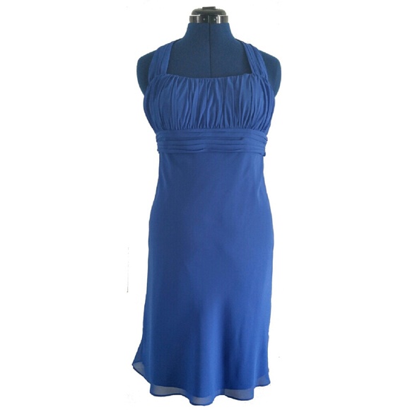 David's Bridal Ruched Halter Chiffon Formal Dress - Picture 1 of 4