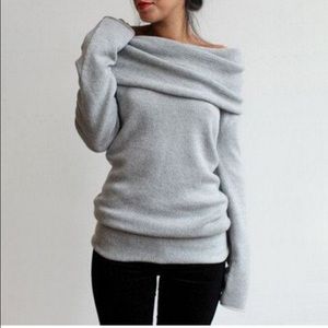 Chicnico Grey Off the Shoulder Sweater