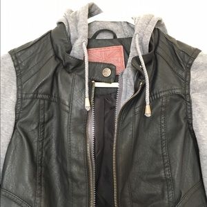 Miss London faux leather and fleece jacket.