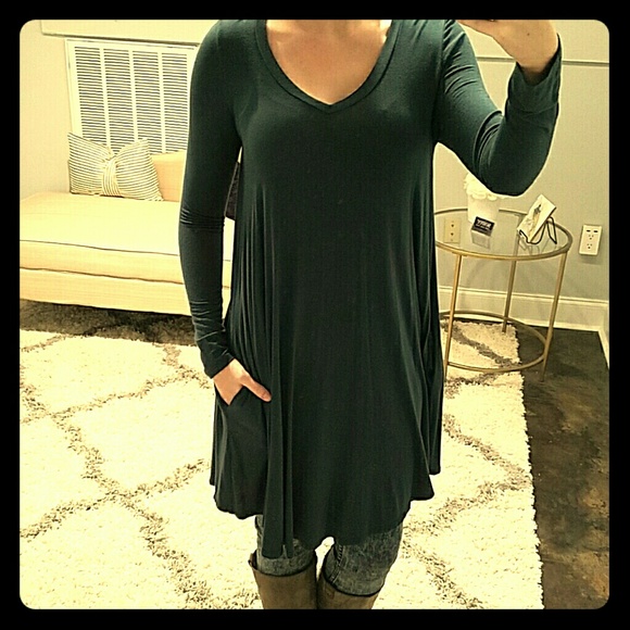 Forest green flowy dress