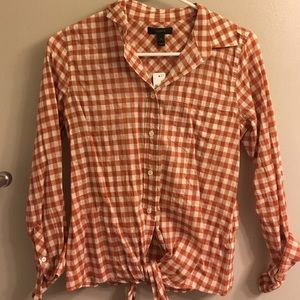 J. Crew - checkered button up with tie front - 0
