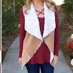 Camel color fuzzy vest