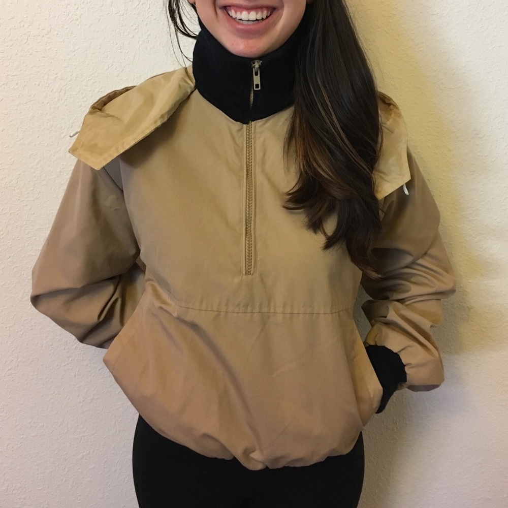 Vintage khaki jacket w/removable hoodie!