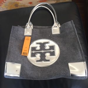 Tory Burch Ella Tote in Silver and Grey never used