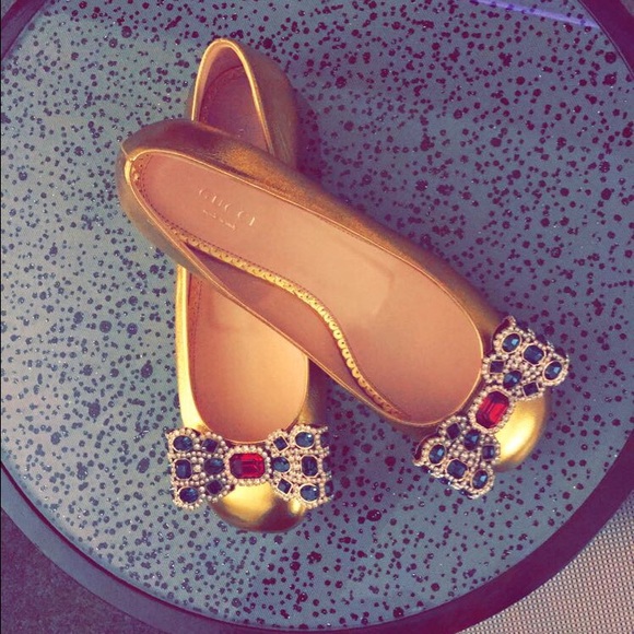 Gucci metallic leather Ballerina flats - Picture 1 of 4