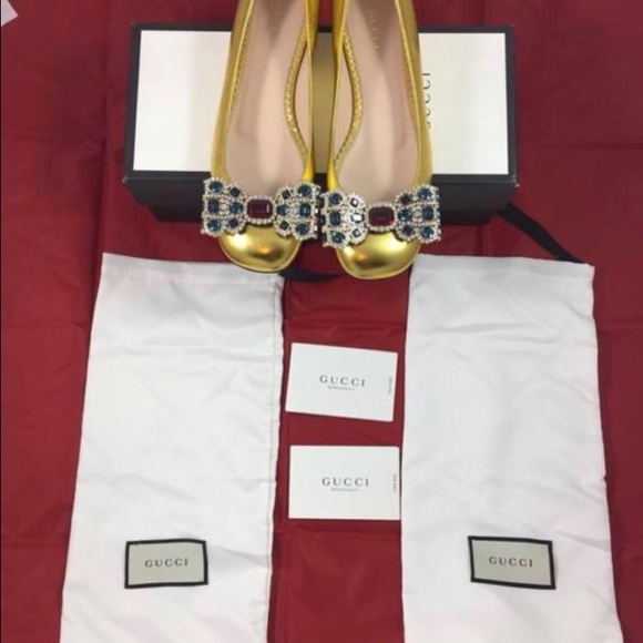 Gucci metallic leather Ballerina flats