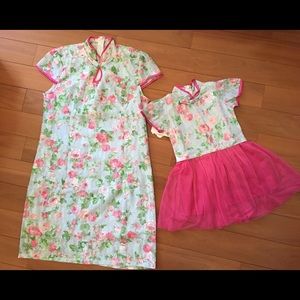 Mother daughter cheongsam dress matching